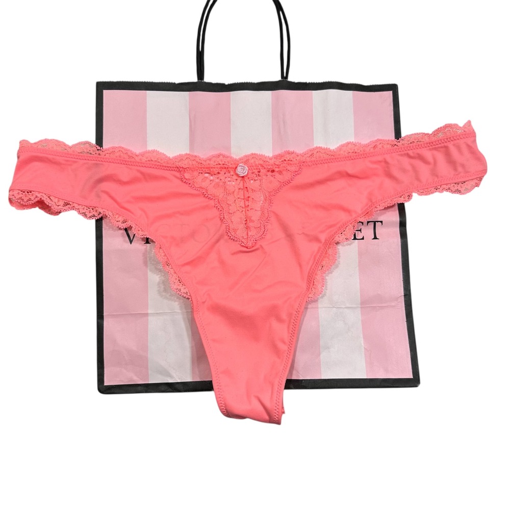 NWT Victoria's Secret Lace Trim Thong Panty String Underwear‎ Large